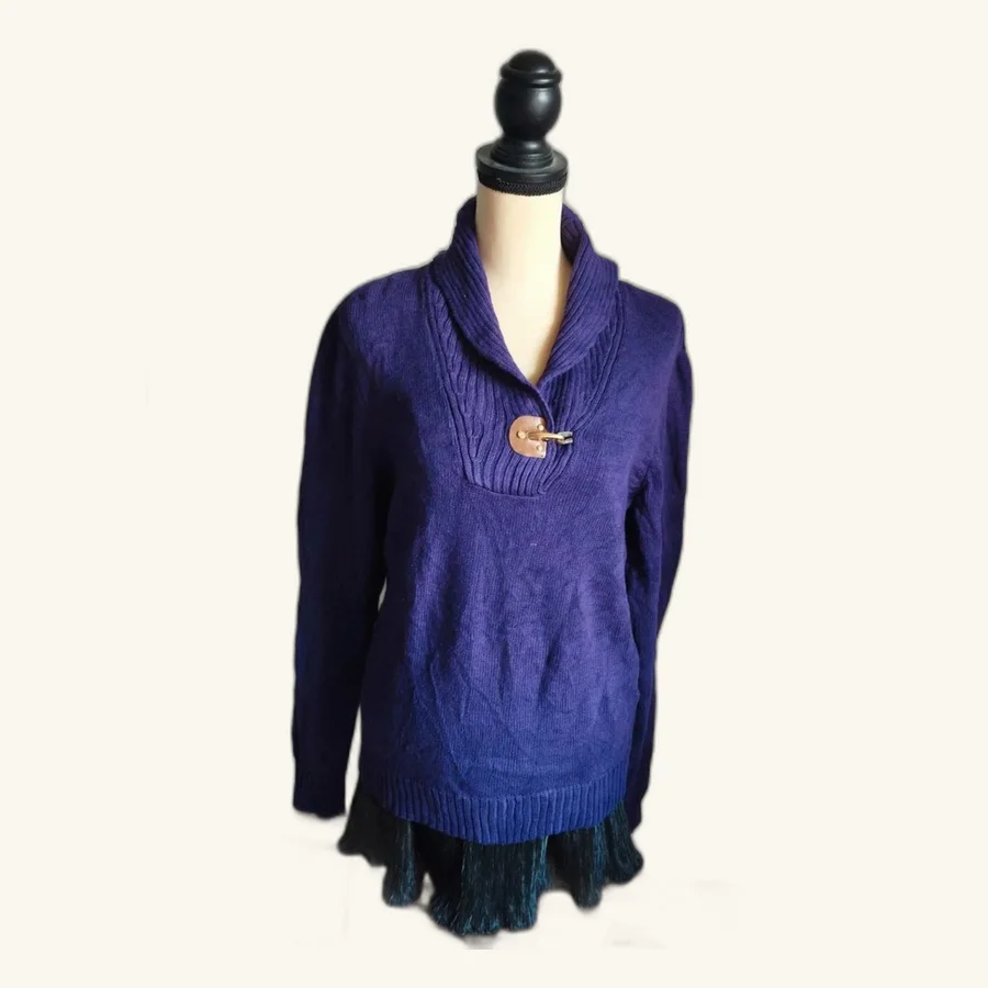 Pull Ralph Lauren col V mauve L